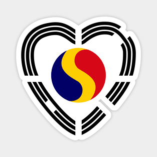 Korean Romanian Multinational Patriot Flag Series (Heart) Magnet