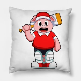 Pig as Batsman with Cricket bat Pillow