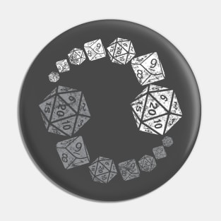 RPG Yin Yang Dice | Distressed Gray and White Design Pin