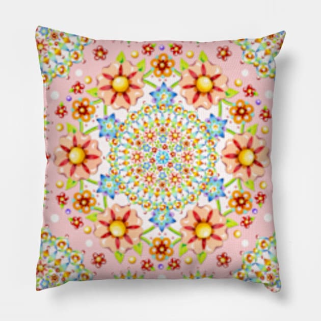 Pink Spring Millefiori Pillow by PatriciaSheaArt