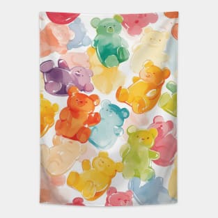 Cute Gummy Bear Candy Pattern Tapestry