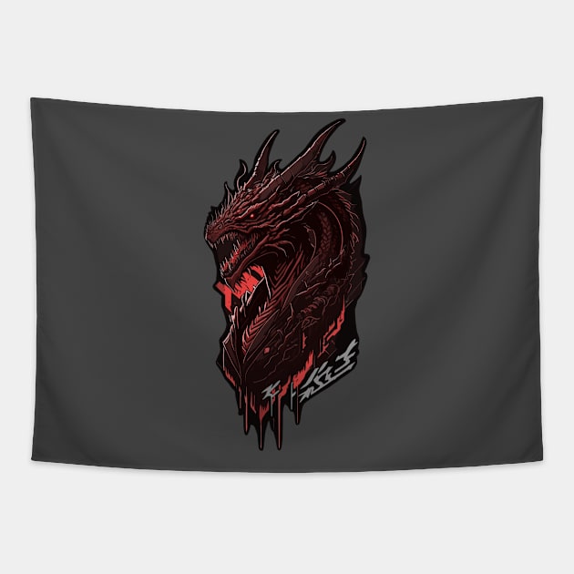 Cyborg Dragon - Drip Neon Tapestry by Drip Neon