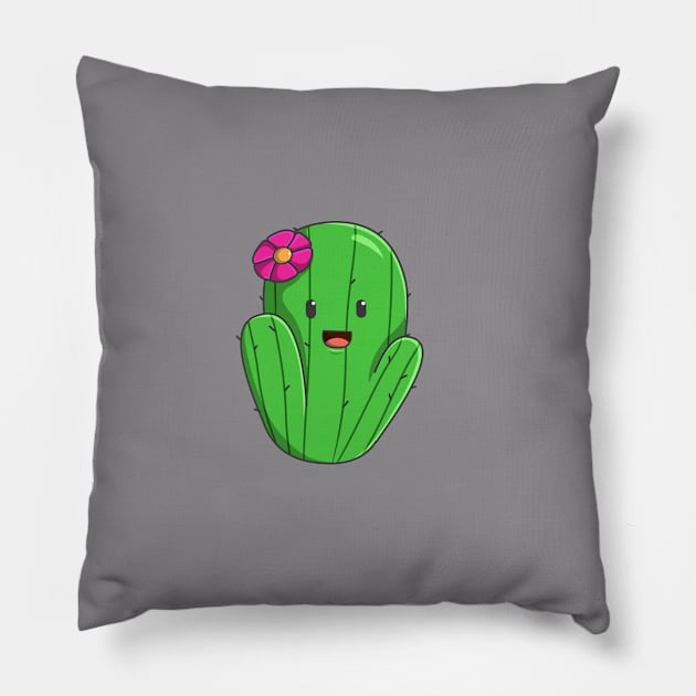 Kawaii Cactus Pillow by Salfiart