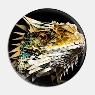 Triangle Lizard - Abstract polygon animal face staring Pin