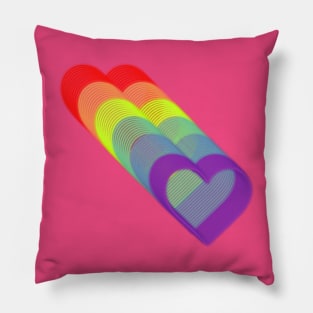 LGBTQ pride rainbow hearts Pillow