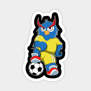 Owl as Soccer player with Soccer ball Magnet