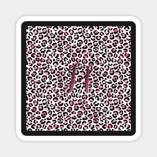 Letter H Monogram & Pink Leopard Print Magnet