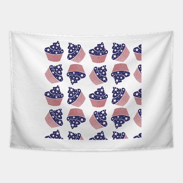 4 th of July cup cakes Pattern Tapestry by justrachna