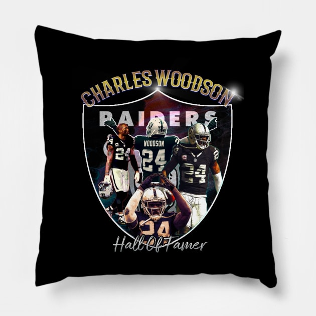 Charles Woodson Vintage t-Shirt Pillow by Spotlight Football Talk