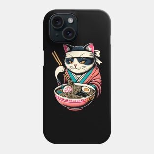 Retro Japanese Kawaii Anime Ramen Cat Phone Case