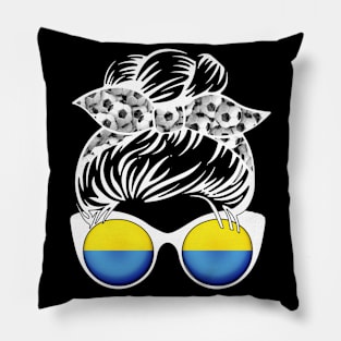 Ukraine Football Messy Bun Pillow