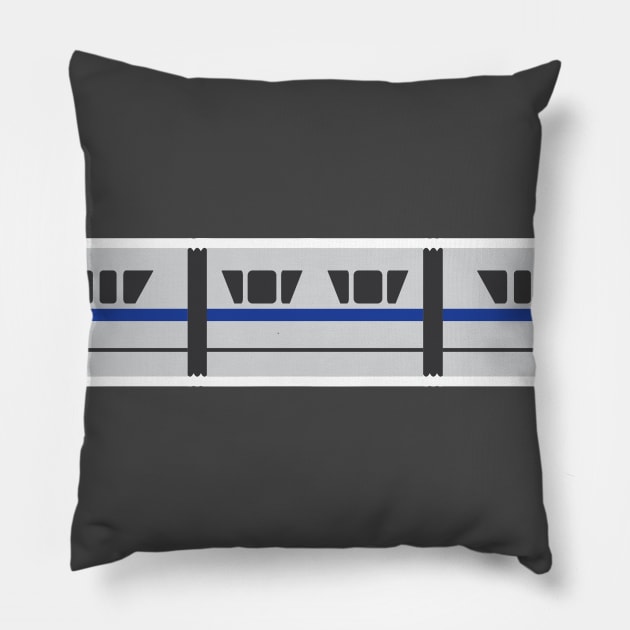 Monorail - Dark Blue Pillow by chwbcc