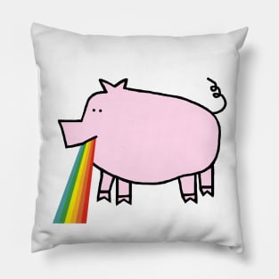 Animals with Rainbow Puke Pink Pig Pillow