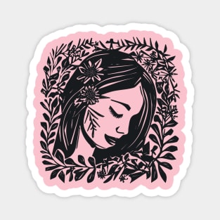 Linocut Woman Magnet