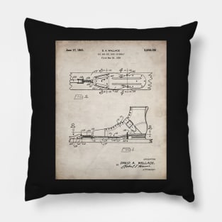 Ski Boots Patent - Snow Skier Skiing Lodge Art - Antique Pillow