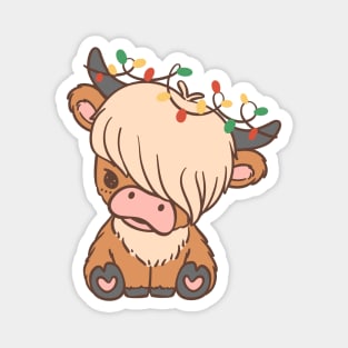 Cute Christmas Scottish Highland Cow Magnet