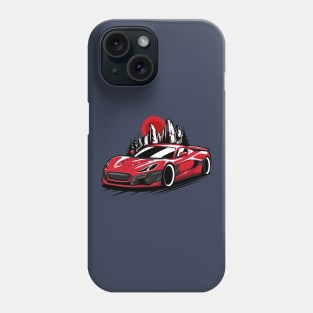 Red Rimac Nevera Mountains Phone Case