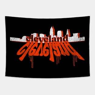 Cleveland Ohio American Football Cityscape Graffiti Skyline Tapestry