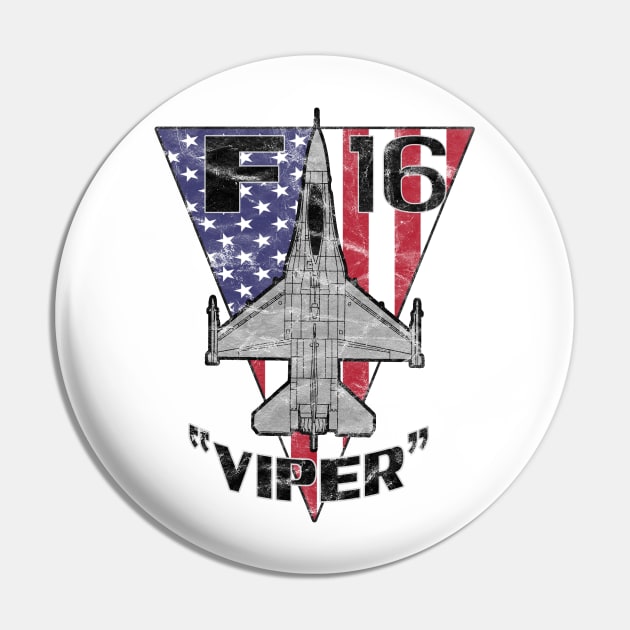 F-16 Fighting Falcon "Viper" Jet Airplane Patriotic Vintage Design Pin by DesignedForFlight