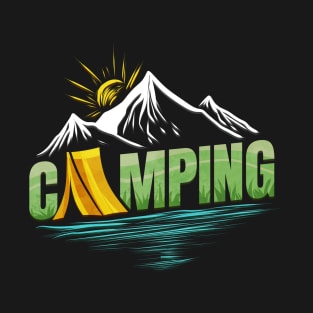 Sunrise In The Mountains By A Lake On Camping T-Shirt