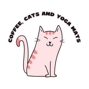 Coffee cats and yoga mats funny yoga and cat drawing T-Shirt