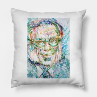 ISAAC ASIMOV watercolor and ink portrait .1 Pillow