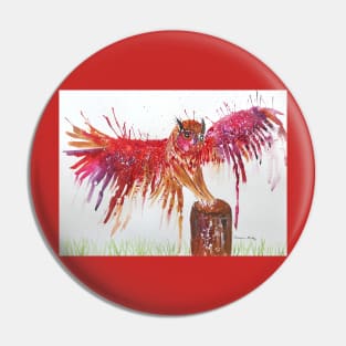 Colorful Red Owl Pin