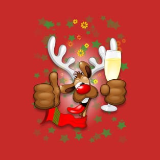 Reindeer Drunk Funny Christmas Character T-Shirt