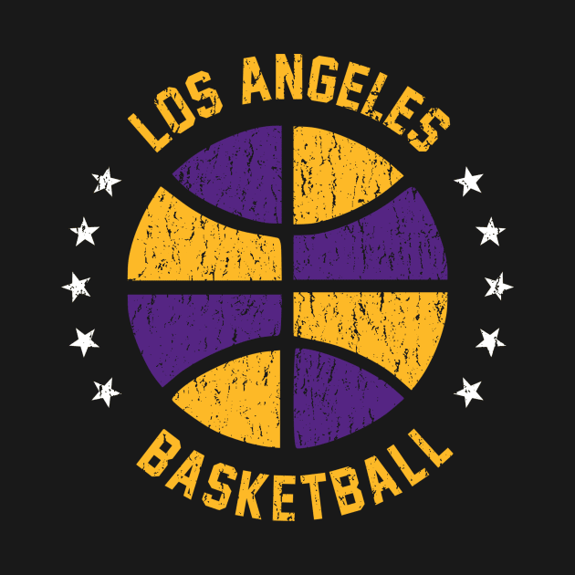 Retro Distressed Los Angeles Basketball by Double-Double Designs