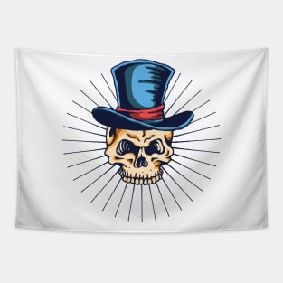 Skull with a top hat Tapestry