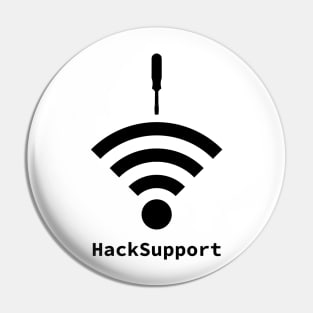 Hack-Support: A Cybersecurity Design (Black) Pin