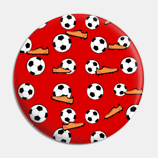 Football / Soccer - Balls & Boots Seamless Pattern on Red Background Pin