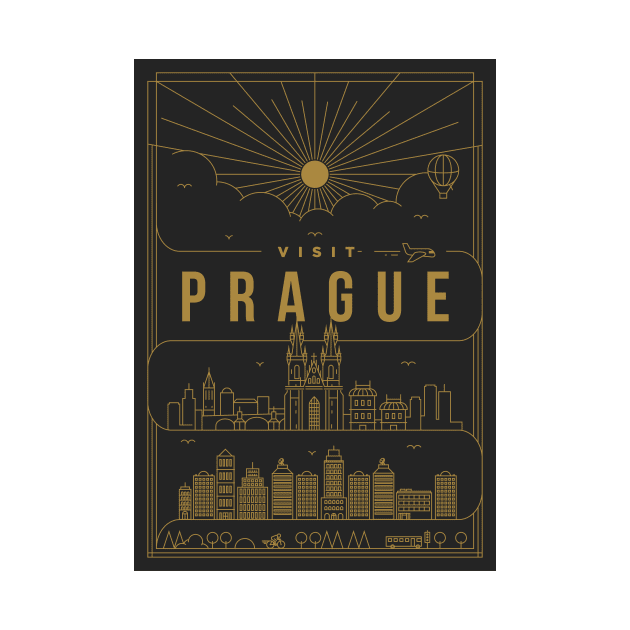 Prague Minimal Lineal Poster by kursatunsal