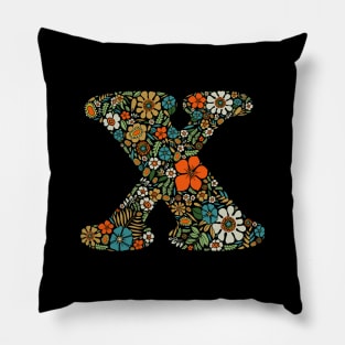 Hippie Floral Letter X Pillow