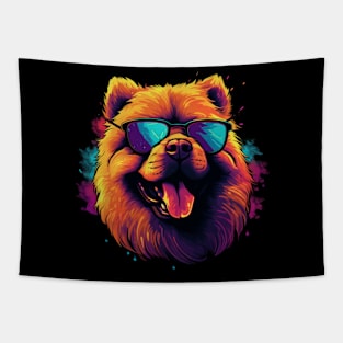 Retro Wave Chow Chow Dog Shirt Tapestry