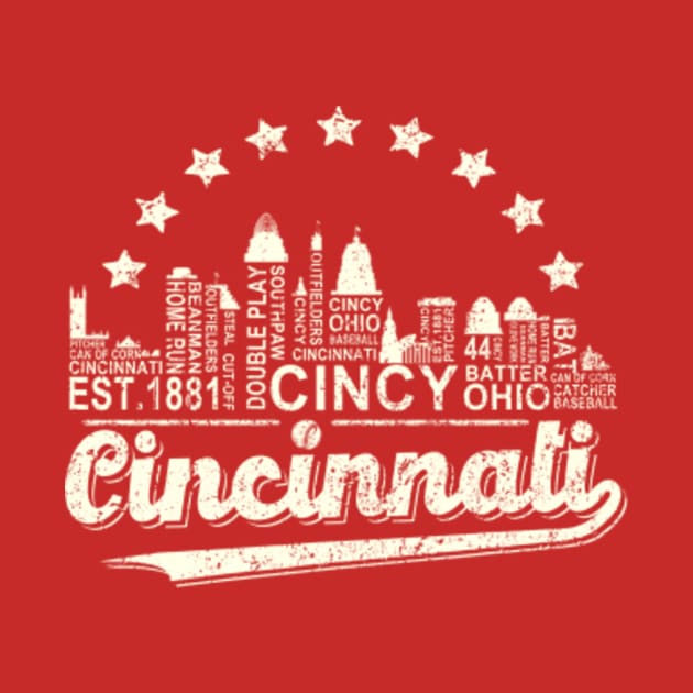 Cincinnati Baseball Team All in One, Cincinnati Skyline by Taylosose