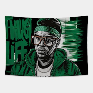 Thug Life Design with Black Man Tapestry