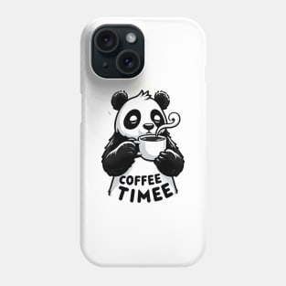 panda drink coffee with text coffee time Phone Case