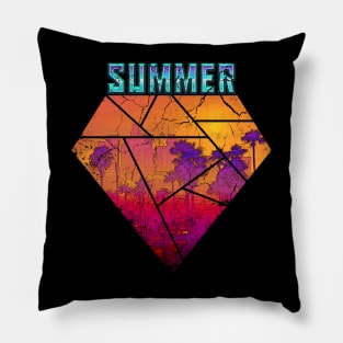 Los Angeles Summer Vintage Retrowave Grunge Pillow