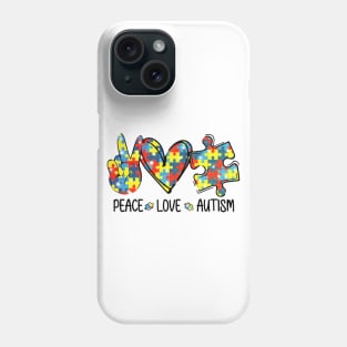 Awesome Autism Awareness Shirt Peace Love Autism Puzzle Pieces Shirt Phone Case