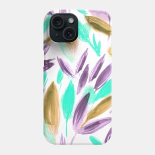 Watercolor leaves - mustard, purple and mint Phone Case