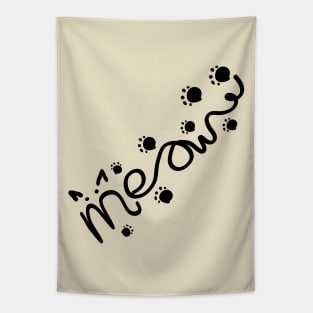 Meow lettering with paw Tapestry