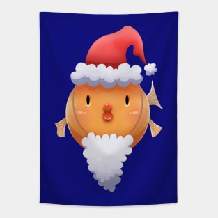 Cute Santa goldfish Tapestry