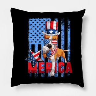 Merica pitbull 4th of July ,Funny 4th of July Lover Pillow