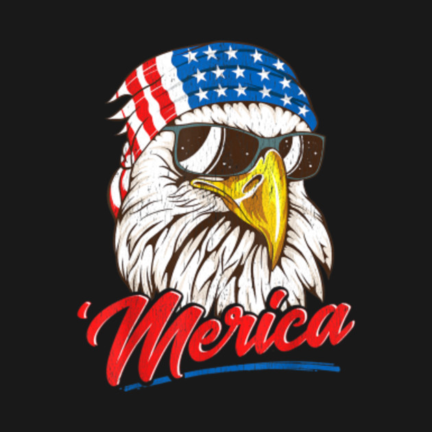 Disover Bald Eagle Merica 80s Mullet Eagle America USA 4th of July - 4th Of July - T-Shirt