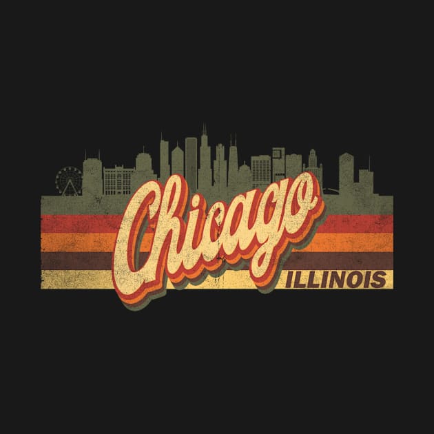 Chicago, Illinois Retro Vintage 70s 80s Distressed by Happy as I travel