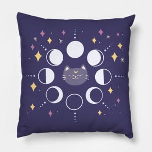 Moon Phases Cat Pillow