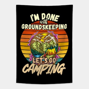 GROUNDSKEEPING AND CAMPING DESIGN VINTAGE CLASSIC RETRO COLORFUL PERFECT FOR  GROUNDSKEEPER AND CAMPERS Tapestry