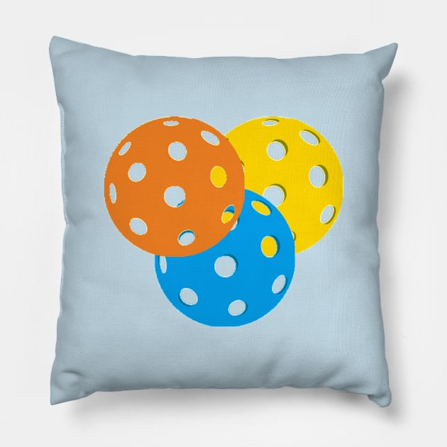 Colorful Set of Pickleballs Pillow by numpdog