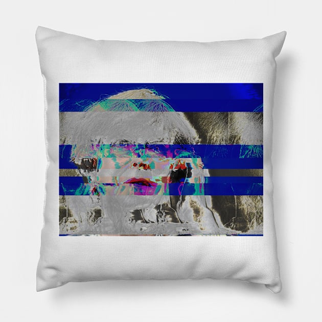 Strong & Stable: Theresa May Glitch Art Pillow by brutalworld